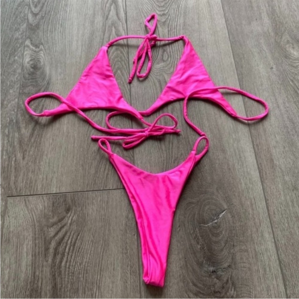 BAES AND BIKINIS X BARBIE BLANK HOT PINK THONG NEW